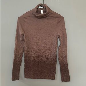 Plum Speckled Turtleneck Running top.  Athleta XS